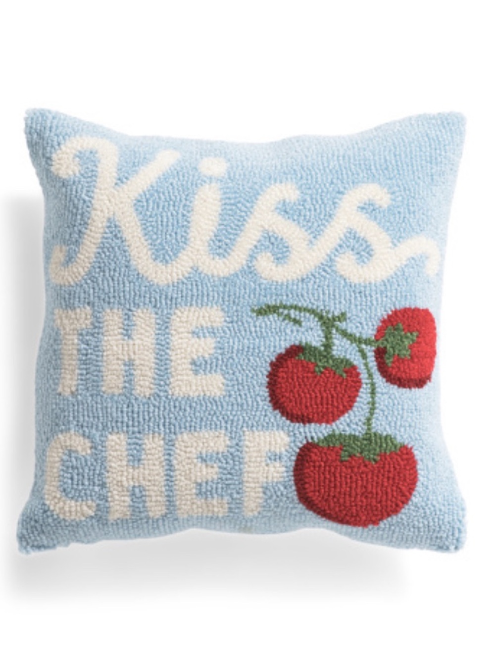 NEW Peking Handicraft Kiss The Chef Hooked Throw Pillow 16”x16”